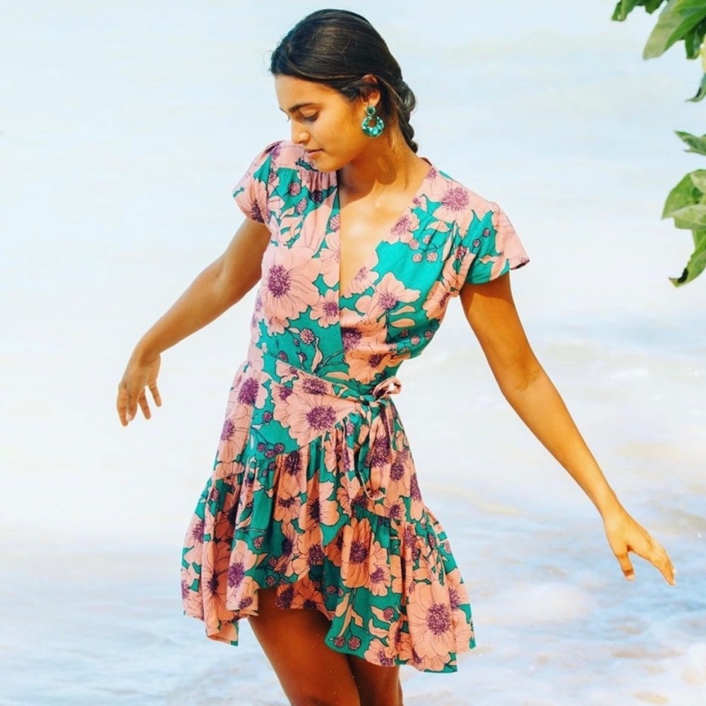 XIX Palms Madagascar Party Mini Wrap Dress